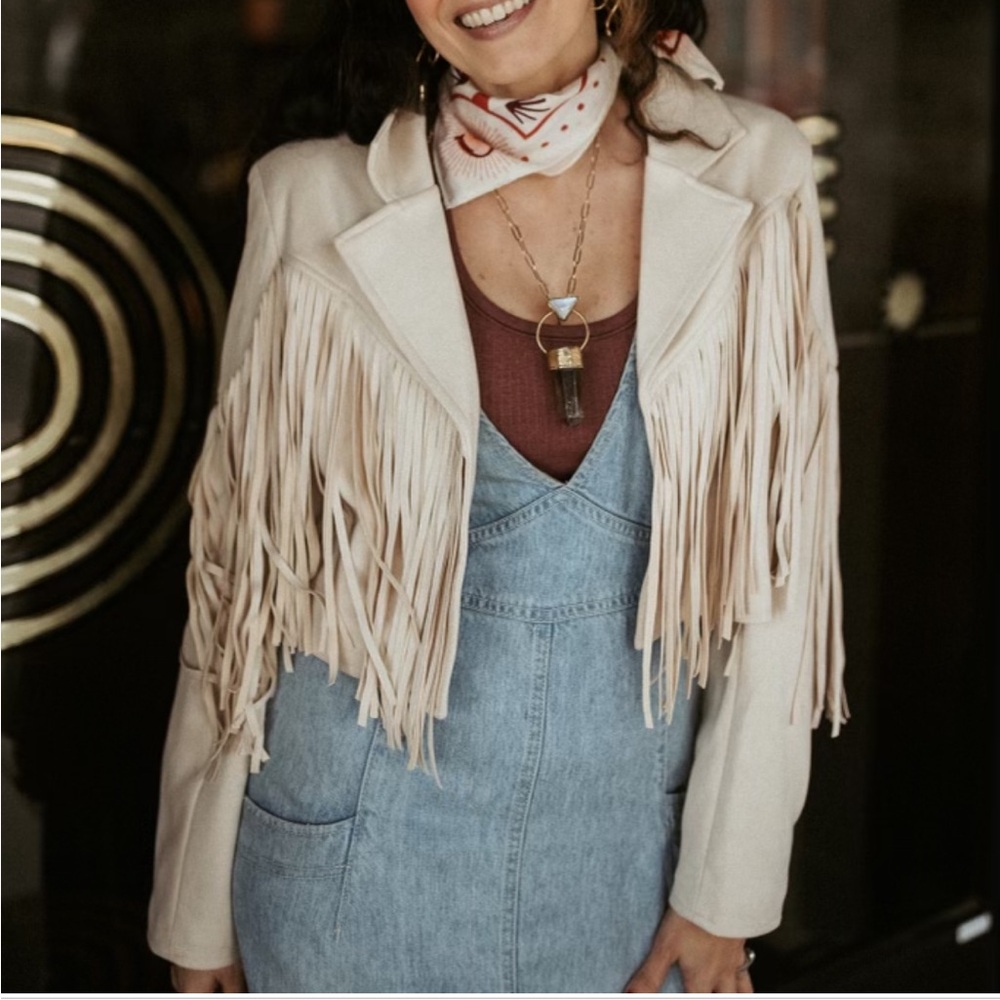 Altar'd State Cream Fringe Jacket